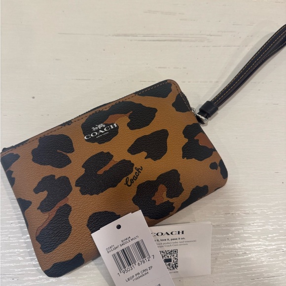 Coach Tan and Black Animal Print Wristlet - Picture 2 of 3